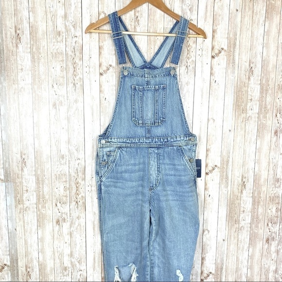Lucky Brand Distressed Lightweight‎ Denim Overalls Size Small Women - Picture 2 of 9